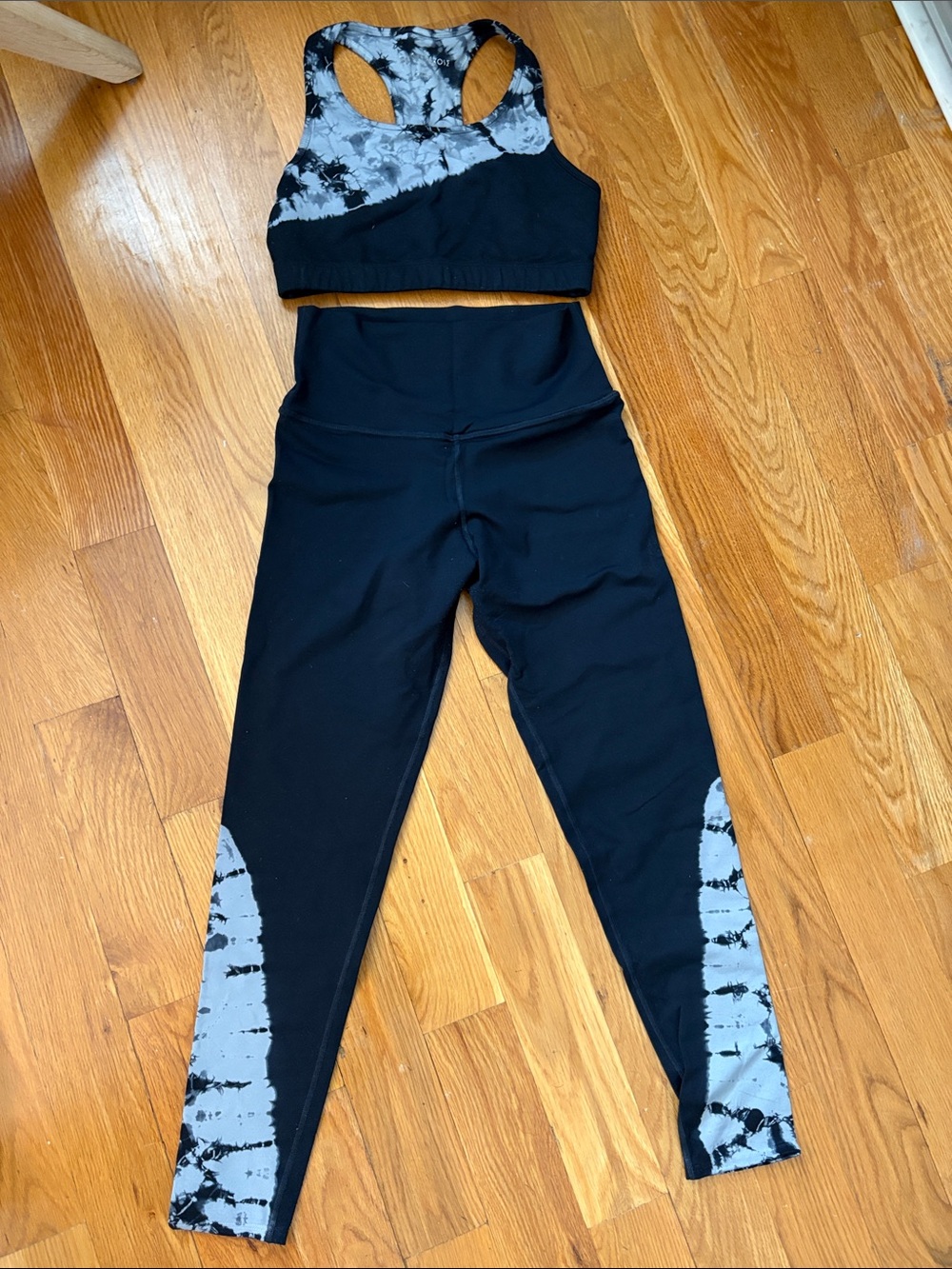 Electric & Rose Black Leggings and Tie-Dye Sports Bra Set